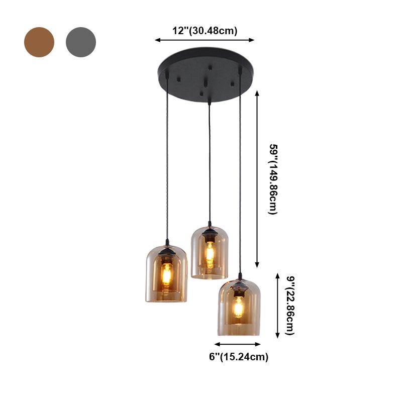 Glazen zwarte hanglamp in moderne creatieve stijl Iron Bell Hanging Lamp voor eetkamer