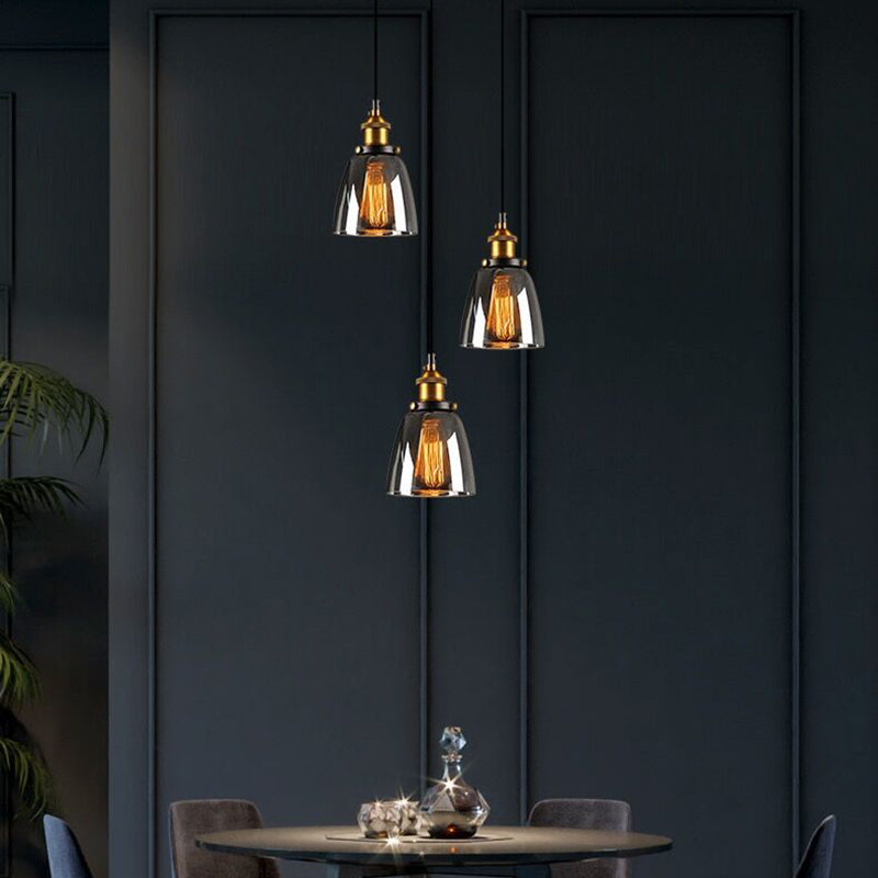 Lumo a sospensione geometrico retrò industriale lampada sospesa al coperto con tonalità di vetro