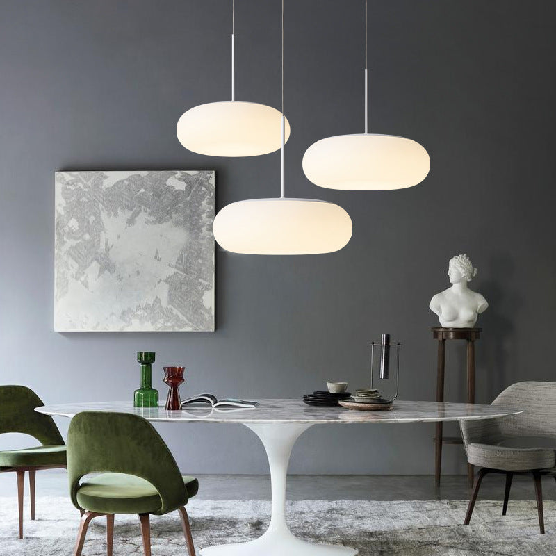 Modern Style Drum Shade Hanging Light Plastic 1 Light Pendant Lamp for Bedroom