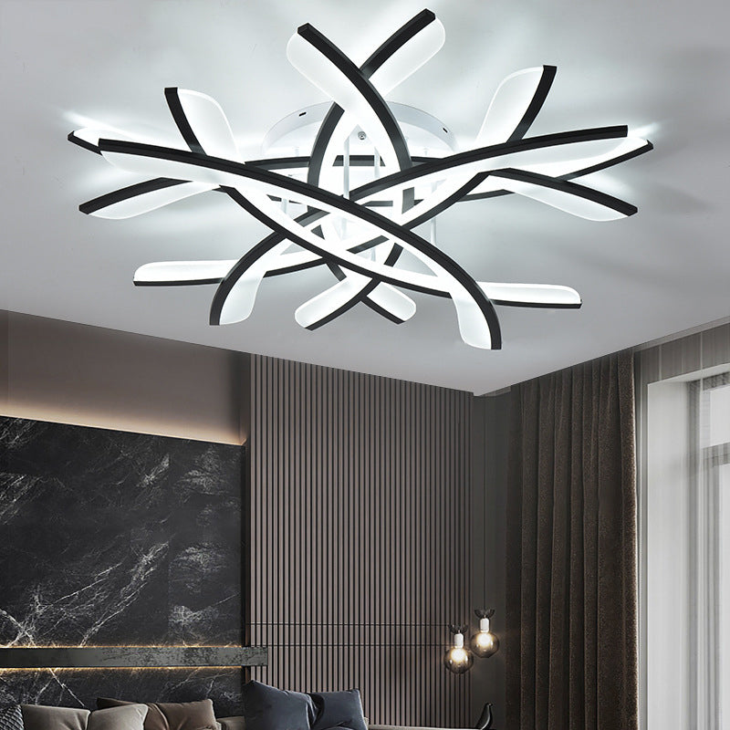 Line Shape LED Ceiling Lamp Modern Iron Flush Mount for Bedroom Study