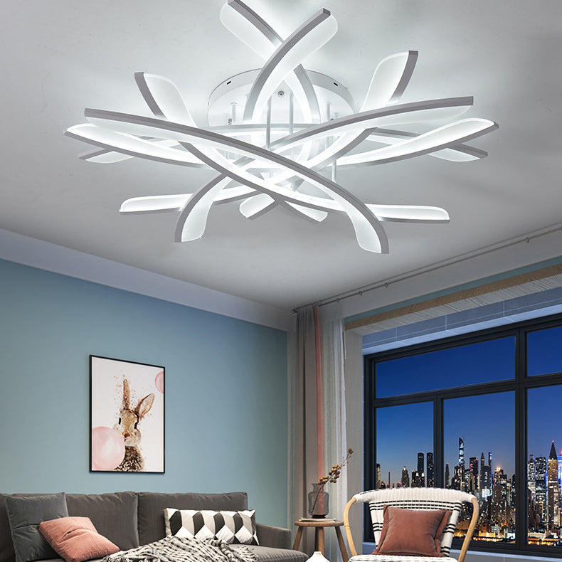 Line Shape LED Ceiling Lamp Modern Iron Flush Mount for Bedroom Study