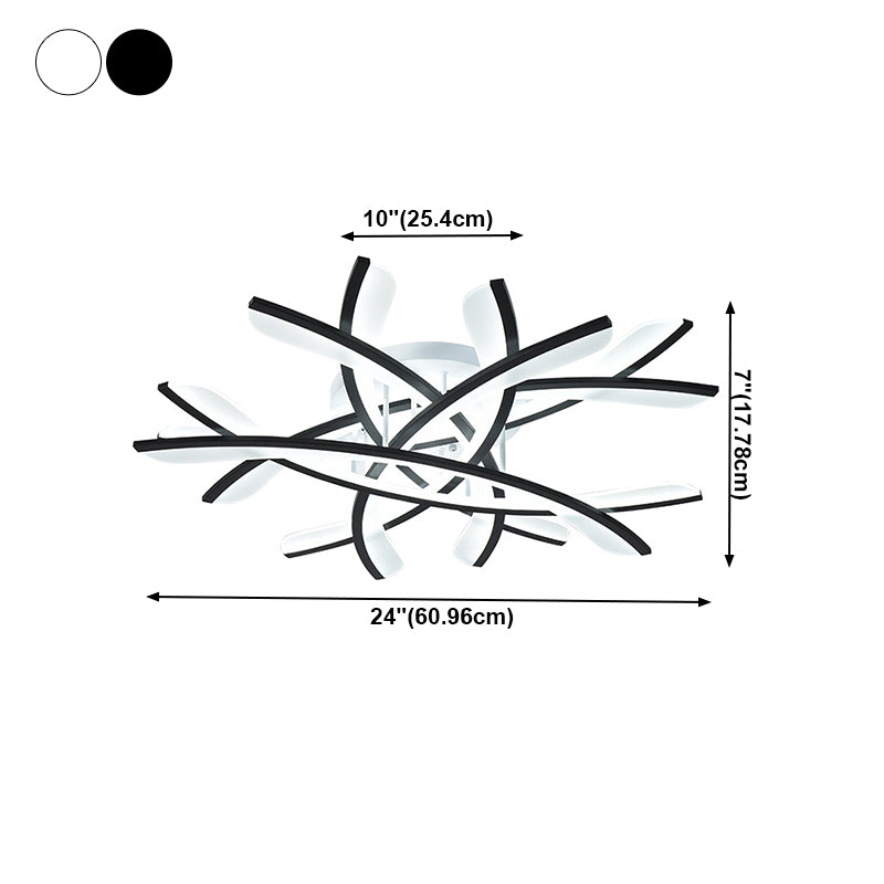 Line Shape LED Ceiling Lamp Modern Iron Flush Mount for Bedroom Study