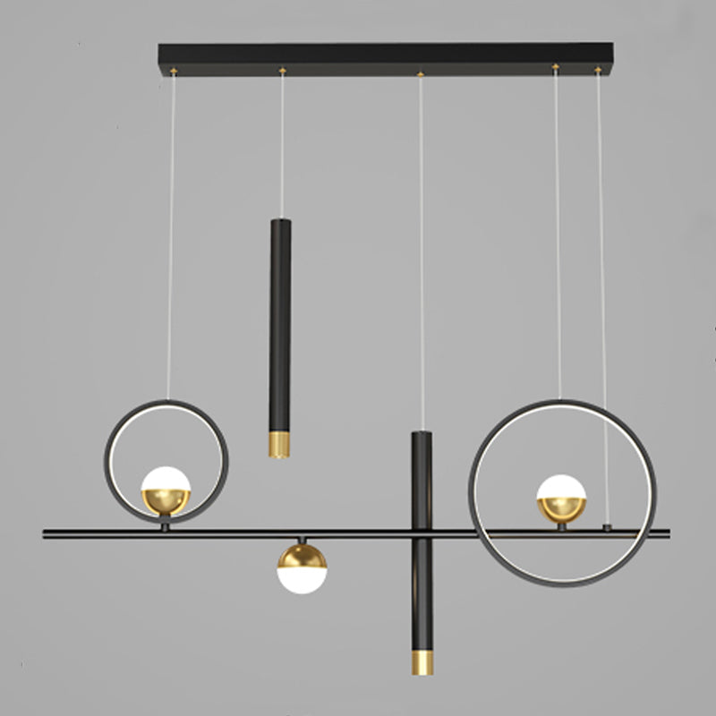 Geometric Island Lights Contemporary Metal Island Chandelier Lamp in Black