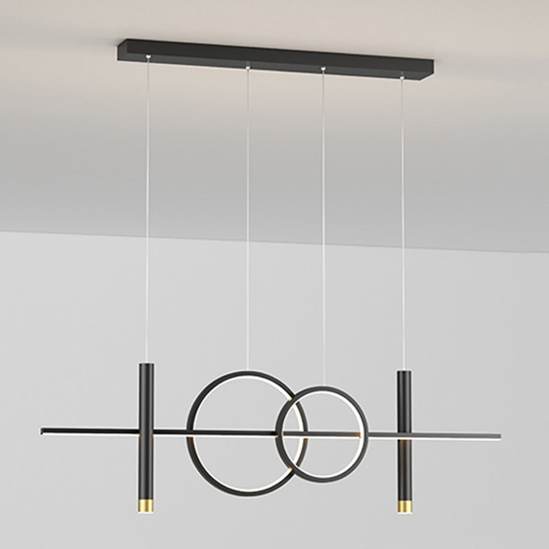 Geometric Island Lights Contemporary Metal Island Chandelier Lamp in Black