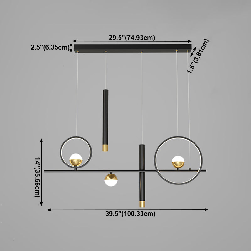 Geometric Island Lights Contemporary Metal Island Chandelier Lamp in Black