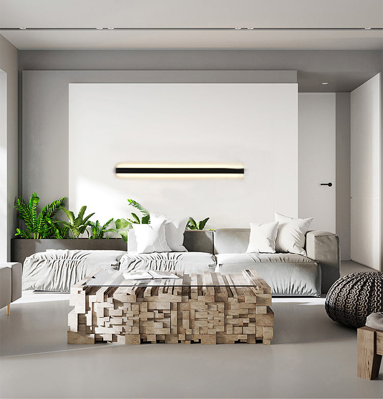 Luz de luz lineal de estilo contemporáneo de estilo lineal de metal 1 luces de pared de luz en negro