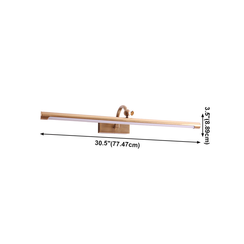 1-Light Metal Linear Wall Lighting Modern Style Wall Mirror Mount Light Fixture in Brass