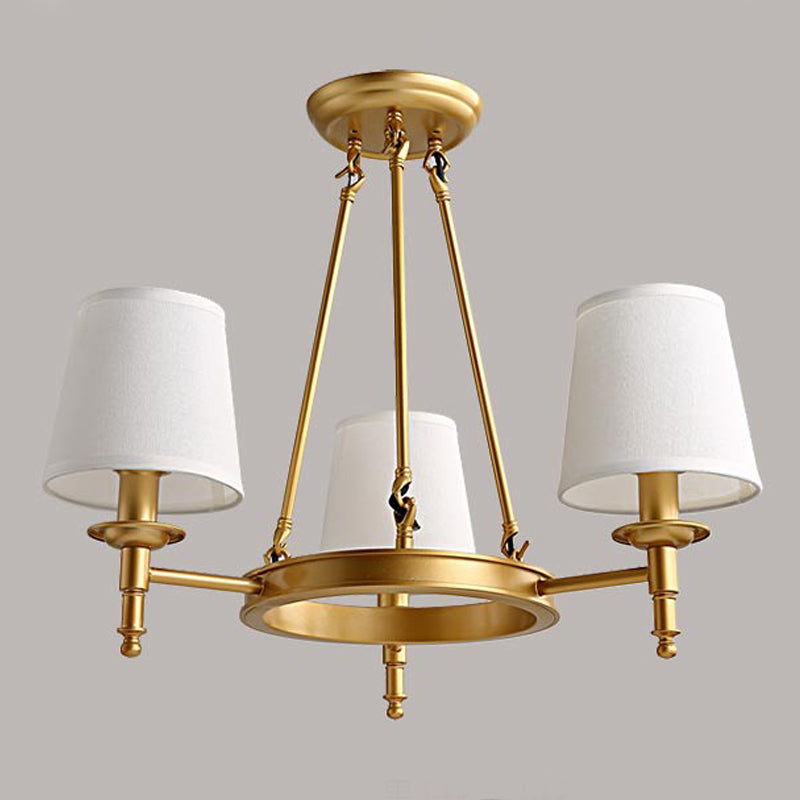 Lustre de lustre vertical américain lustre de plafond en métal avec ombre en tissu