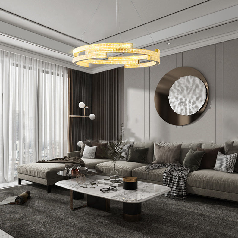 Lampadario moderno di lussuoso lampadario a sospensione di cristallo geometrico a sospensione del lampadario appeso