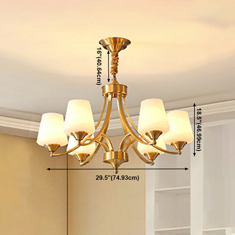 Lustres américains modernes d'éclairage de lustre en cuivre moderne avec teinte en verre