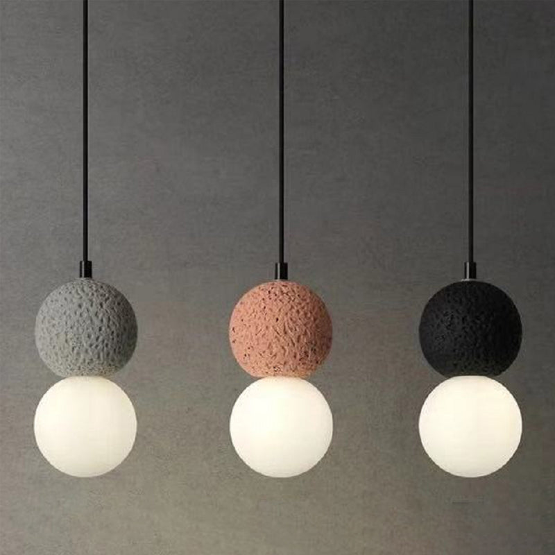 Globe Glass Pendant Light in Modern Creative Style Cement Single Hanging Lamp for Dining Room