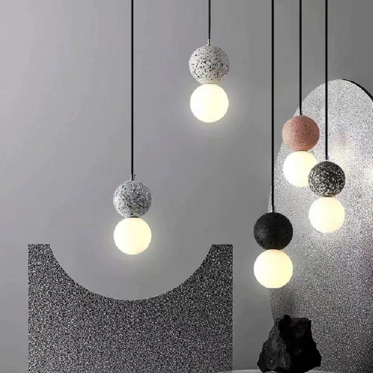 Globe Glass Pendant Light in Modern Creative Style Cement Single Hanging Lamp for Dining Room