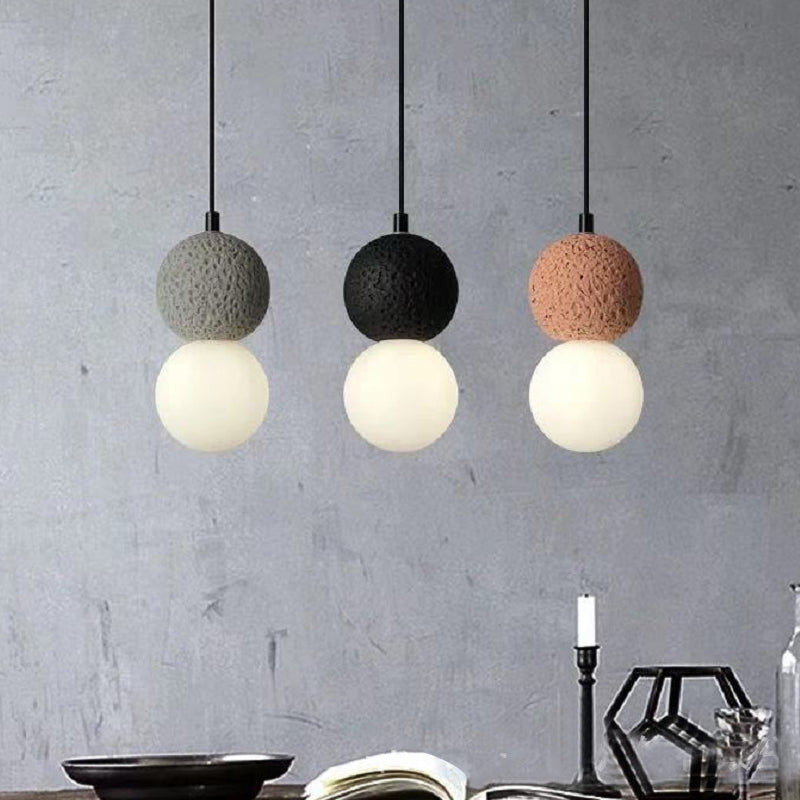 Globe Glass Pendant Light in Modern Creative Style Cement Single Hanging Lamp for Dining Room