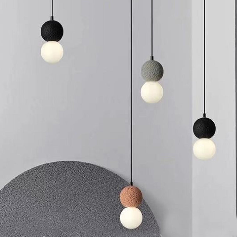 Globe Glass Pendant Light in Modern Creative Style Cement Single Hanging Lamp for Dining Room