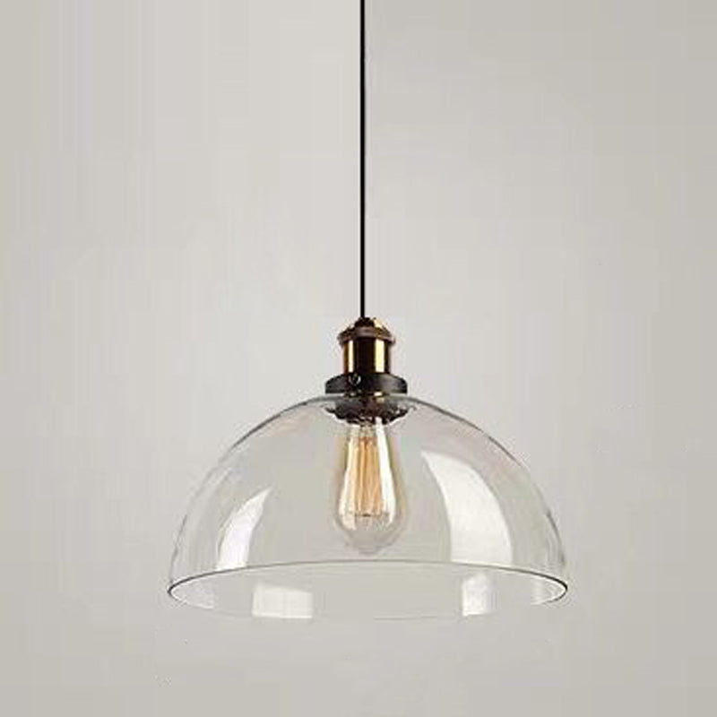Lampada a sospensione singola retrò industriale Light a sospensione geometrica con tonalità di vetro puro