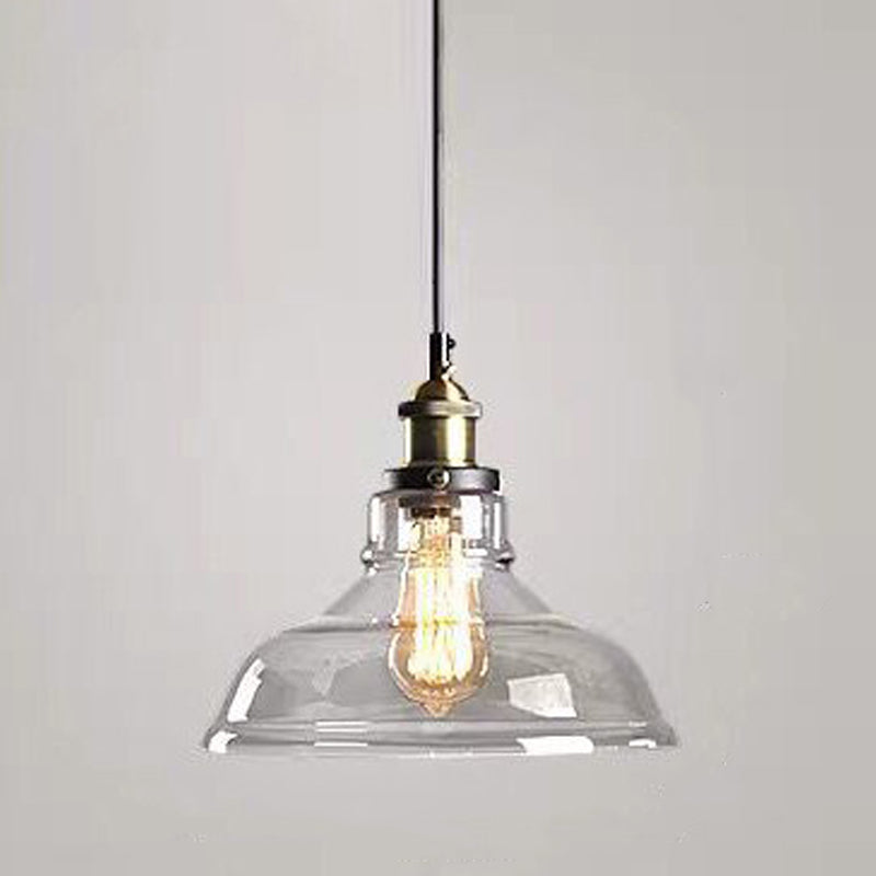 Lampada a sospensione singola retrò industriale Light a sospensione geometrica con tonalità di vetro puro