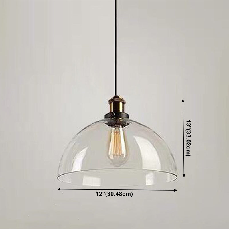 Lampada a sospensione singola retrò industriale Light a sospensione geometrica con tonalità di vetro puro