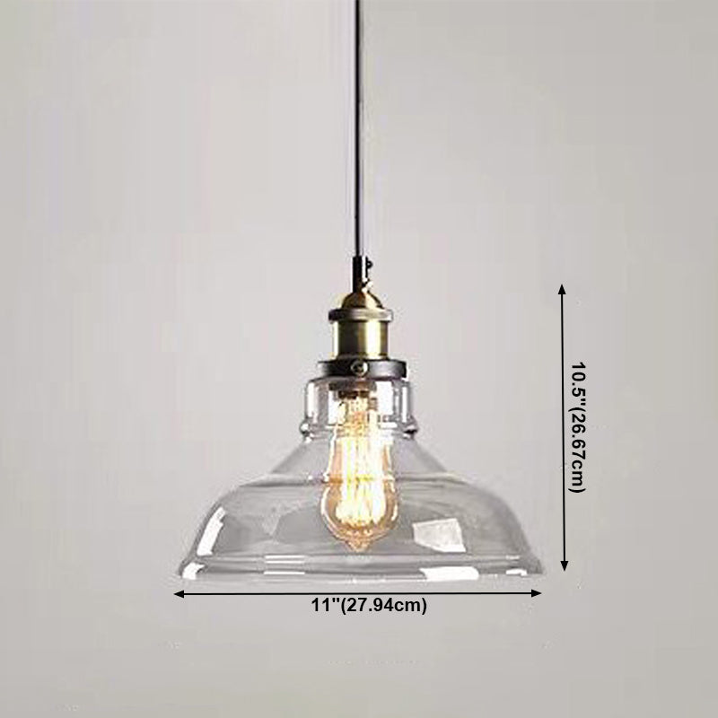 Lampada a sospensione singola retrò industriale Light a sospensione geometrica con tonalità di vetro puro