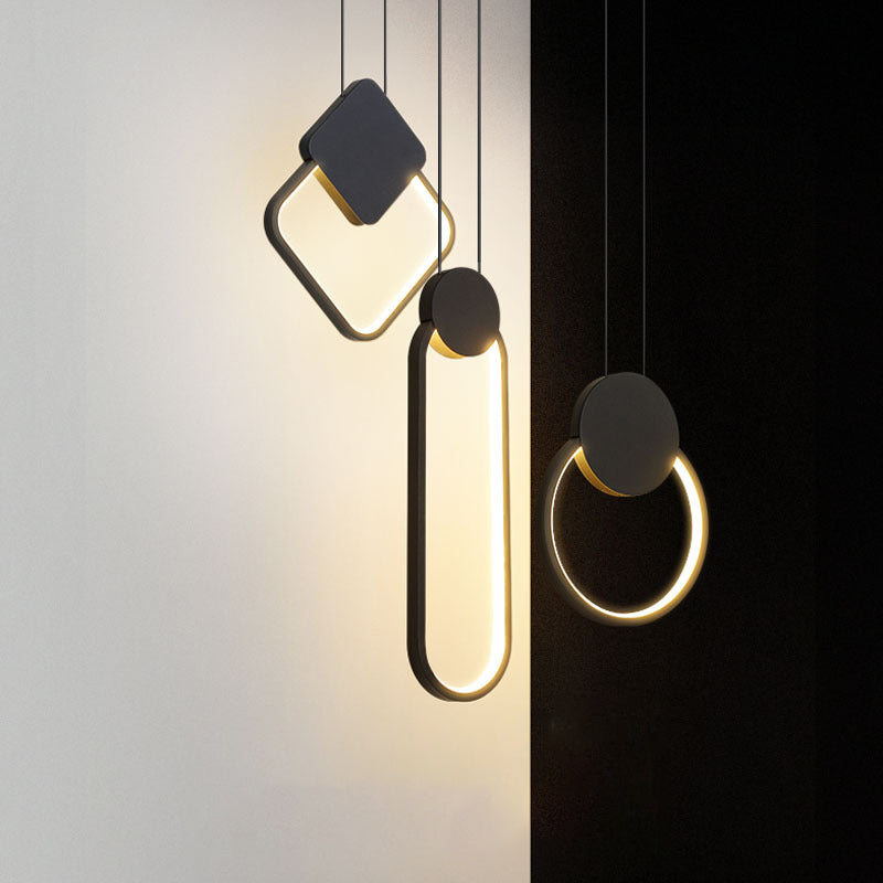 Moderne künstlerische LED Hanging Lampe Lacked Iron Linear Pendellicht mit Acrylschatten
