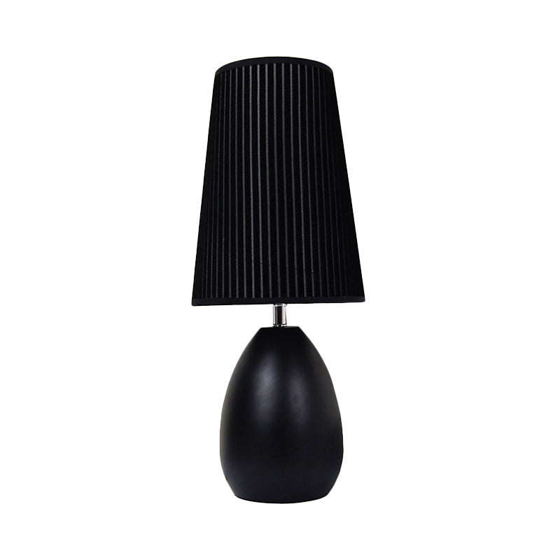 Teardrop Metal Desk Light Modern 1 Head Black Night Table Lamp with Fabric Shade