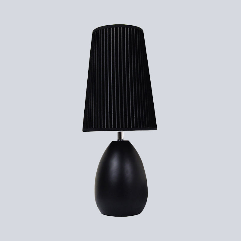 Teardrop Metal Desk Light Modern 1 Head Black Night Table Lamp with Fabric Shade