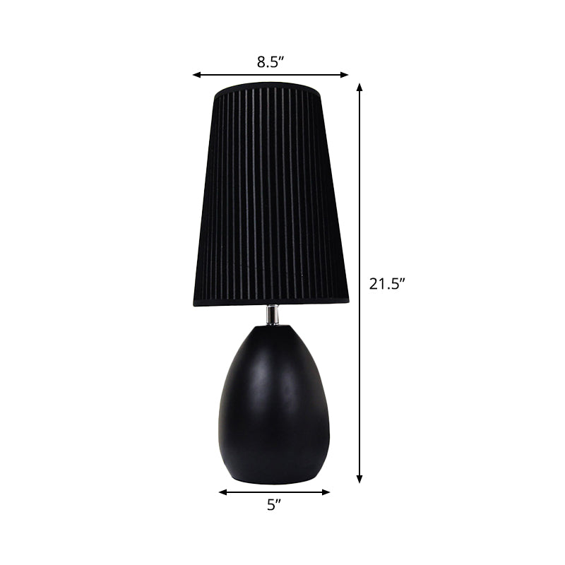 Teardrop Metal Desk Light Modern 1 Head Black Night Table Lamp with Fabric Shade