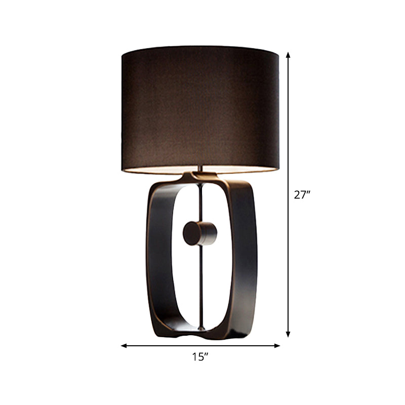 Stoffzylinder Task Light Modernismus 1 Kopf schwarzer Nachttischlampe mit Metallbasis