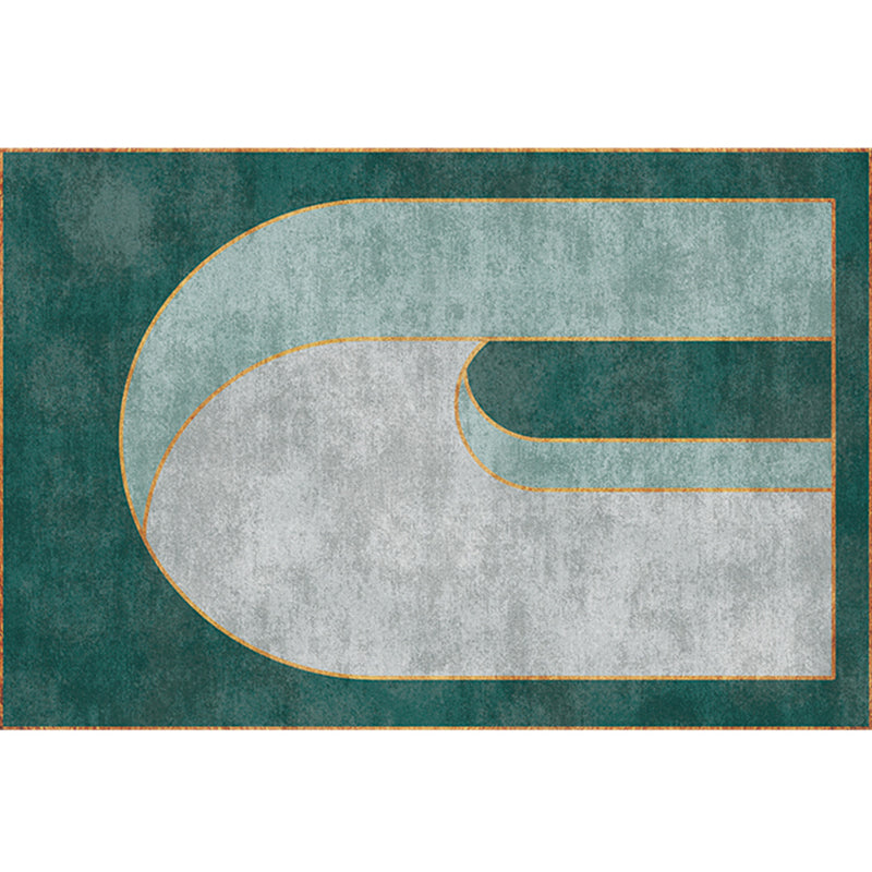 Modern Geometric Pattern Carpet Orange Polyester Area Rug Anti-Slip Easy Care Rug for Home Decor