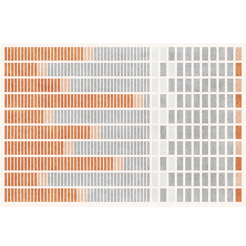 Modern Geometric Pattern Carpet Orange Polyester Area Rug Anti-Slip Easy Care Rug for Home Decor