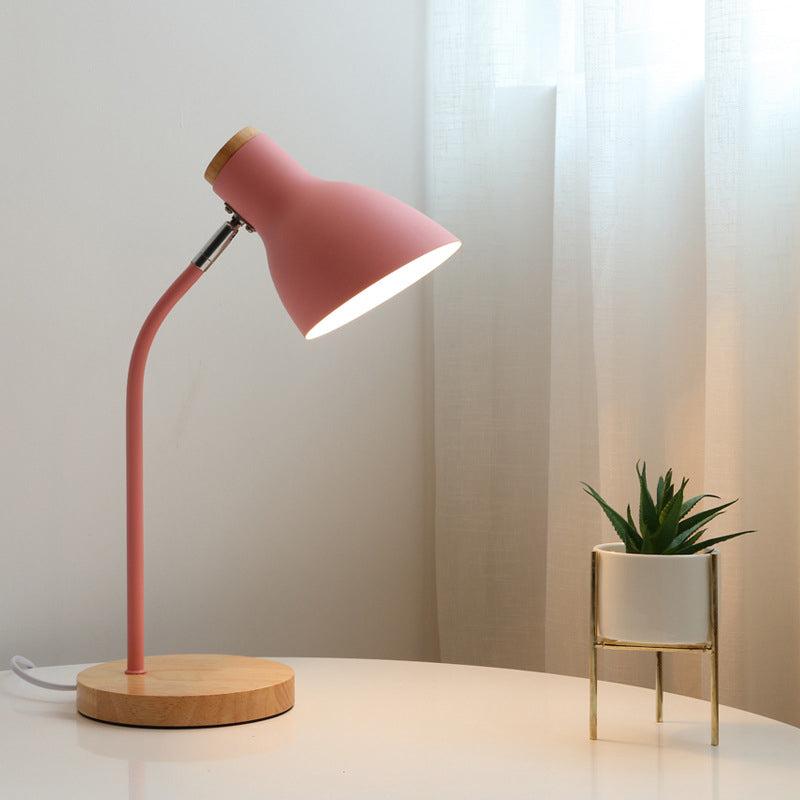 Luce da tavola ampia bagliore Macaron Metal 1 lampadina rosa/gialla lampada da scrivania con nodo rotante