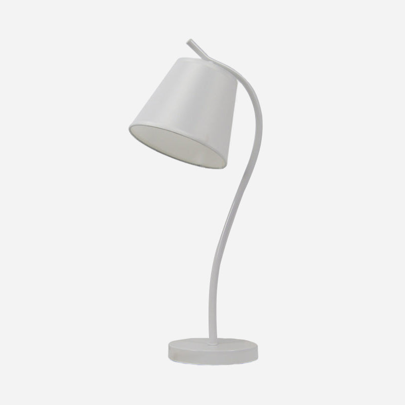 Contemporary 1 Bulb Study Lamp White/Black Tapered Reading Book Light with Fabric Shade