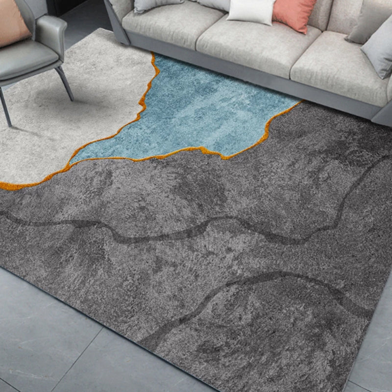 Blue Luxury Rug Blending Graphic Rug Non-Slip Backing Rug for Living Room