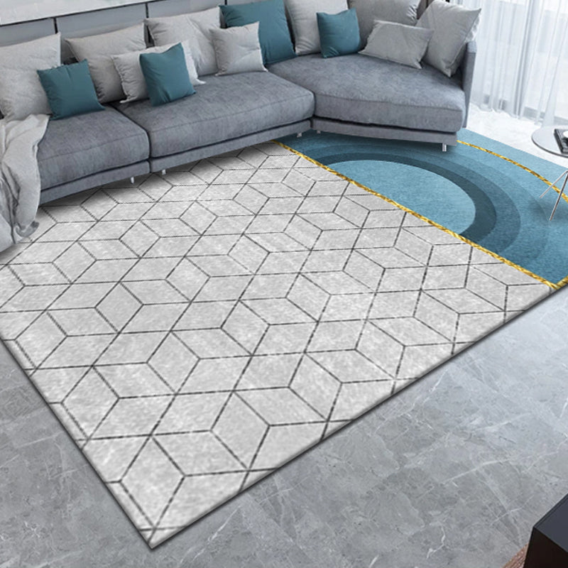 Blue Luxury Rug Blending Graphic Rug Non-Slip Backing Rug for Living Room