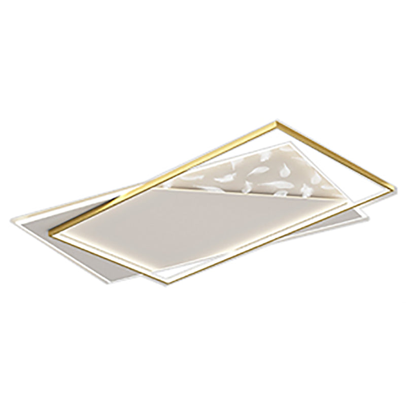 Rectangle Flush Mount Light Feather Pattern LED Ceiling Lamp for Living Room Dinning Room