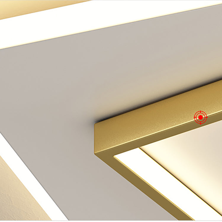 Rectangle Flush Mount Light Feather Pattern LED Ceiling Lamp for Living Room Dinning Room