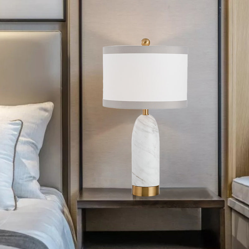 1 hoofd eetkamer taak licht moderne witte tafellamp met cilindrische stofschaduw