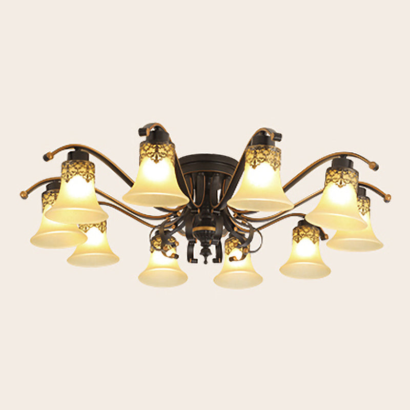 Lámpara de techo de estilo tradicional retro Luz de montaje empotrado de vidrio blanco para dormitorio