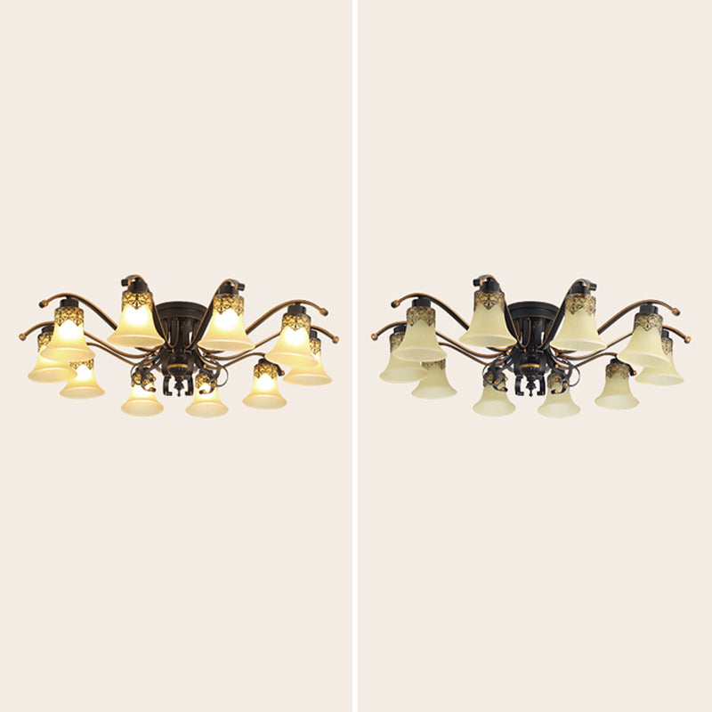 Lámpara de techo de estilo tradicional retro Luz de montaje empotrado de vidrio blanco para dormitorio