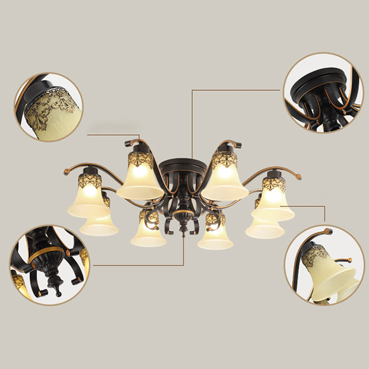 Lámpara de techo de estilo tradicional retro Luz de montaje empotrado de vidrio blanco para dormitorio