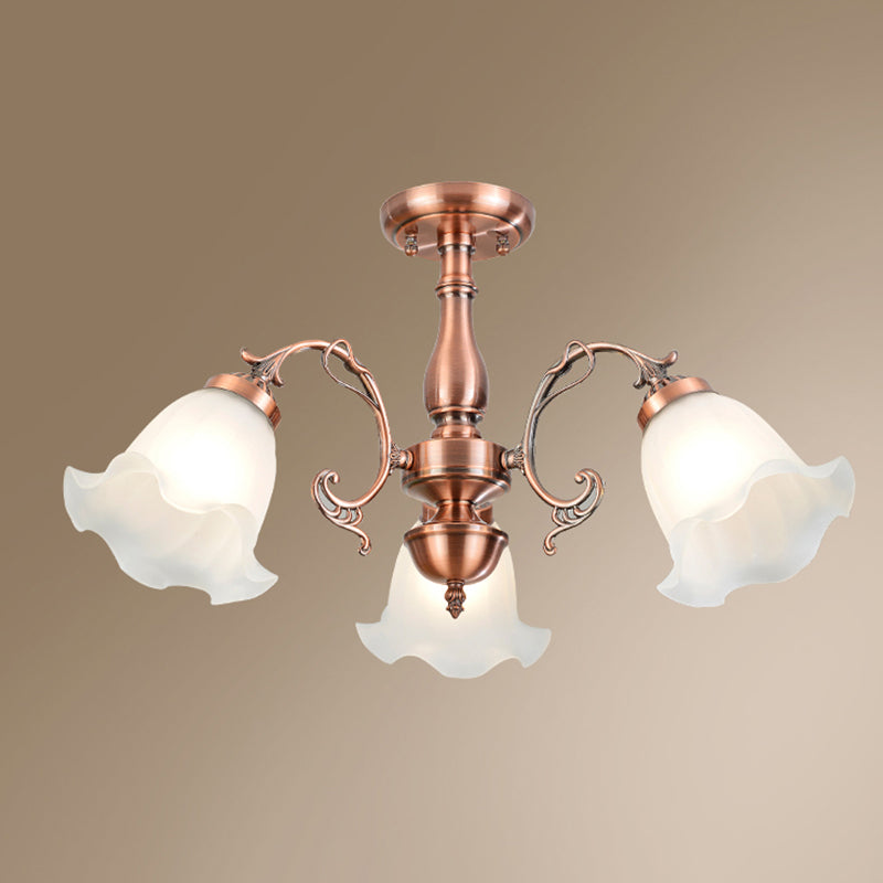 Retro Traditional Ceiling Lamp Glass Shade Flush Mount Light for Clothing Shop
