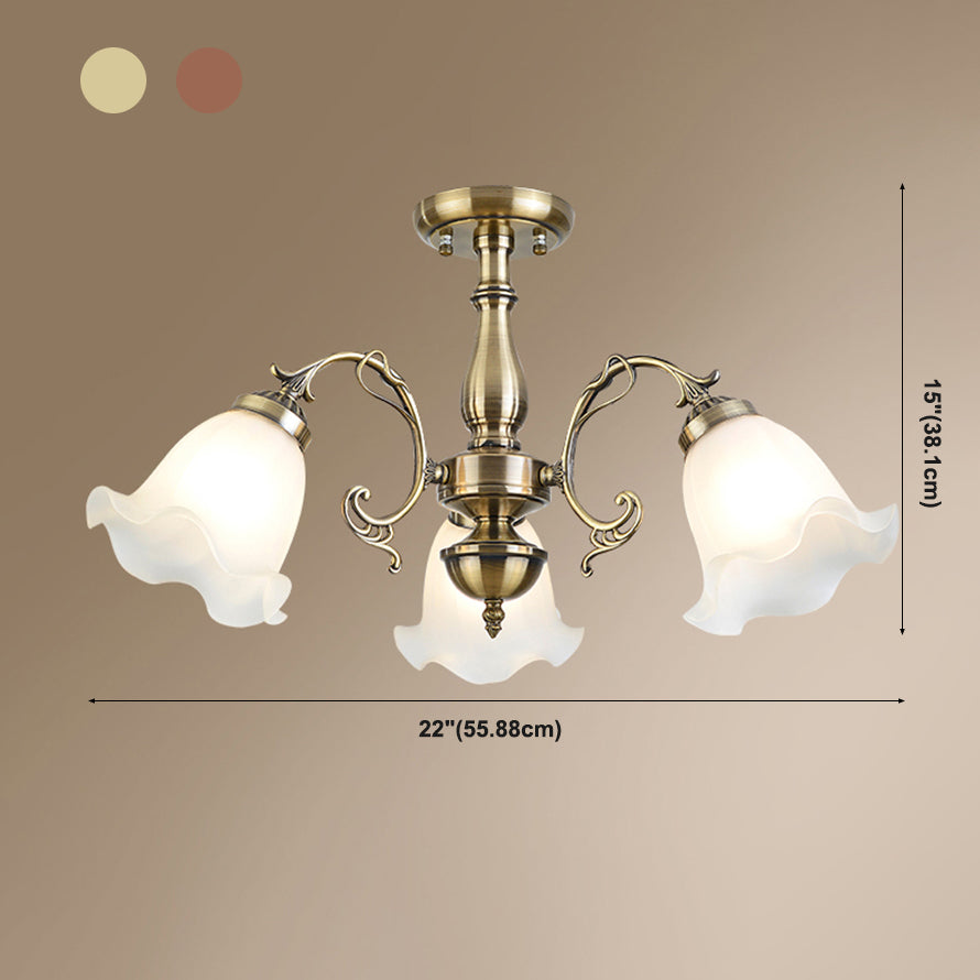 Retro Traditional Ceiling Lamp Glass Shade Flush Mount Light for Clothing Shop