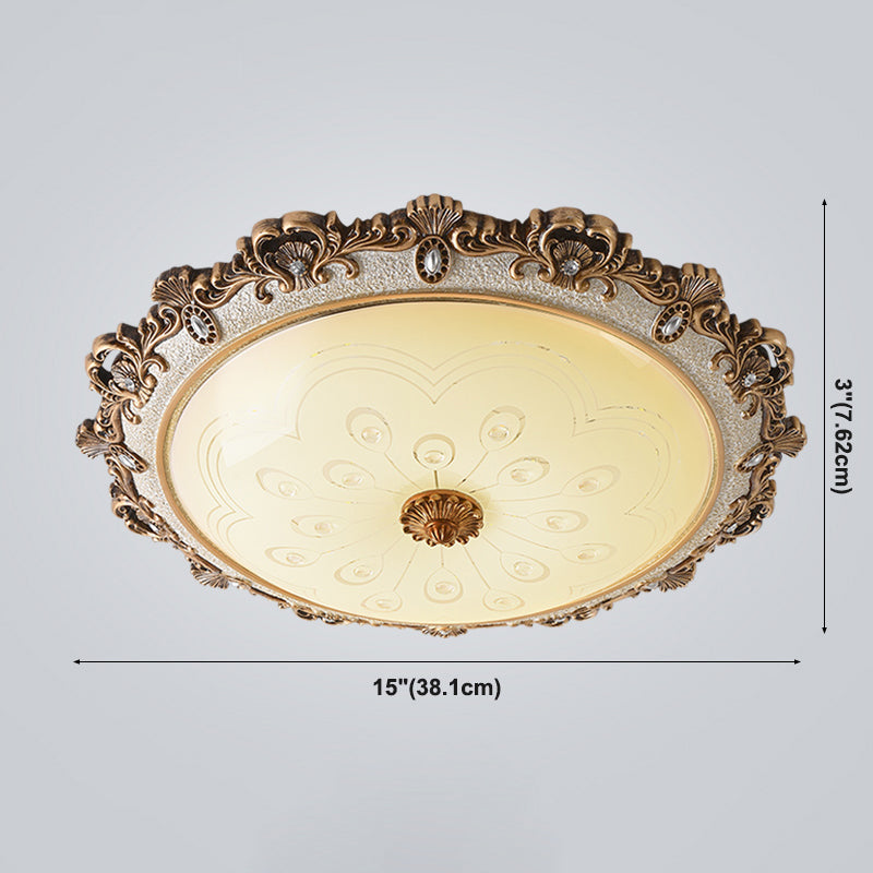 Lámpara LED retro tradicional de estilo simple, lámpara de montaje empotrado con pantalla de vidrio para sala de estar