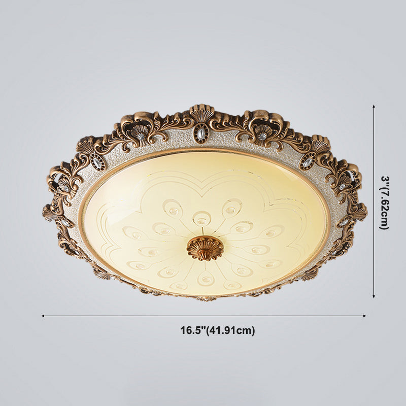 Lámpara LED retro tradicional de estilo simple, lámpara de montaje empotrado con pantalla de vidrio para sala de estar