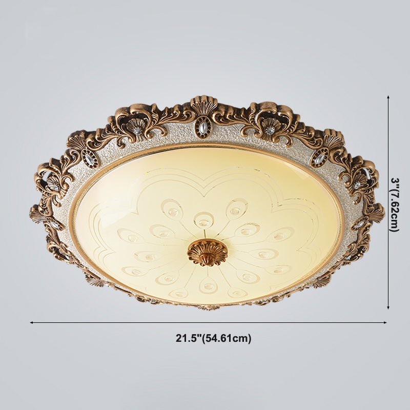 Lámpara LED retro tradicional de estilo simple, lámpara de montaje empotrado con pantalla de vidrio para sala de estar