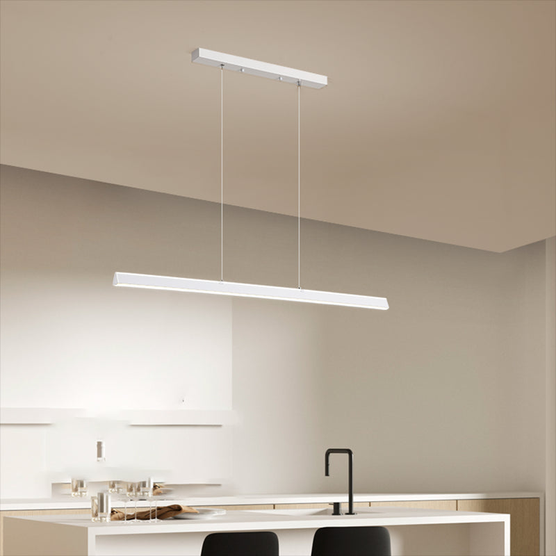 Nordic Simple Island Light Fixture Modern Long Strip LED Pendant Light for Dining Room