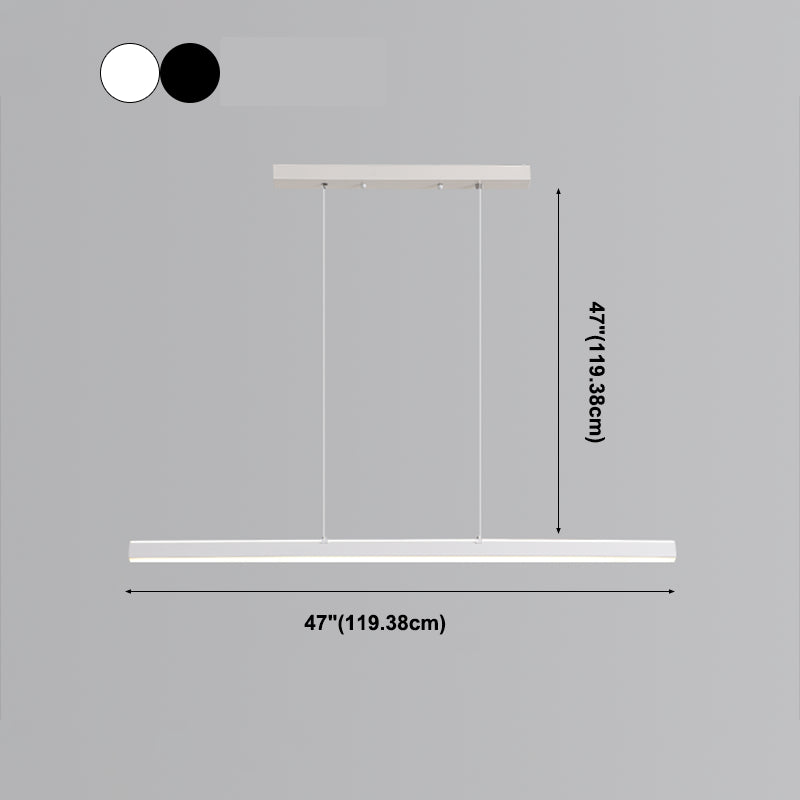 Nordic Simple Island Light Fixture Modern Long Strip LED Pendant Light for Dining Room