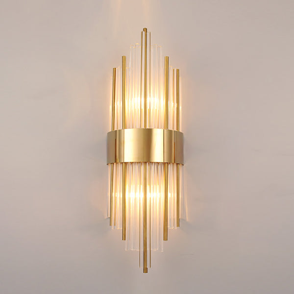 Lámpara de luz de apliques de cristal posmodernos de 2 cabezas de pared para sala de estar de dormitorio