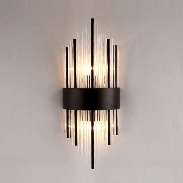 Lámpara de luz de apliques de cristal posmodernos de 2 cabezas de pared para sala de estar de dormitorio