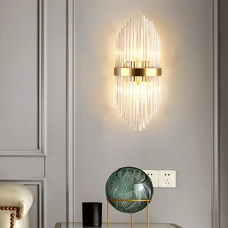 Lámpara de luz de apliques de cristal posmodernos de 2 cabezas de pared para sala de estar de dormitorio