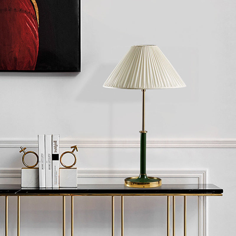 Abat-jour Empire en métal, éclairage de Table moderne, 1 lumière, lampe de nuit en tissu blanc pour salon